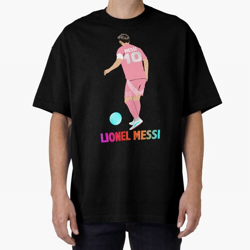 Lionel Messi illustration Oversized T-Shirt Celebrate Unforgettable Nights in Match Day Hype around FIFA World Cup 2026 Group Stage, Messi, Spain, Fan Favorite Moments, National Team Passion, Big Match Drama and Soccer History; Ideal for Passionate