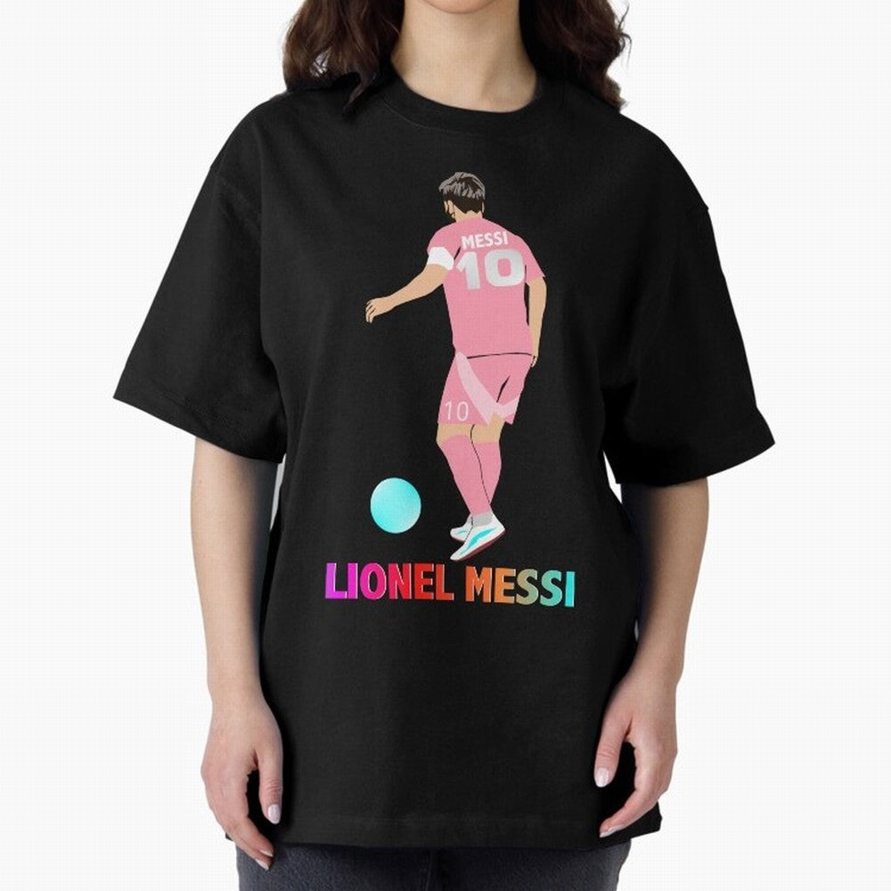 Lionel Messi illustration Oversized T-Shirt Celebrate Unforgettable Nights in Match Day Hype around FIFA World Cup 2026 Group Stage, Messi, Spain, Fan Favorite Moments, National Team Passion, Big Match Drama and Soccer History; Ideal for Passionate