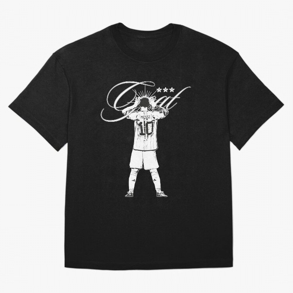 Messi Argentina, GOAT Oversized T-Shirt Honor Football Greatness during Global Football Passion for FIFA World Cup 2026, Connected to Messi, Neymar and Mbappe, Portugal, Spain and Germany, Football History, Final Match Energy, Crowd Noise and Once