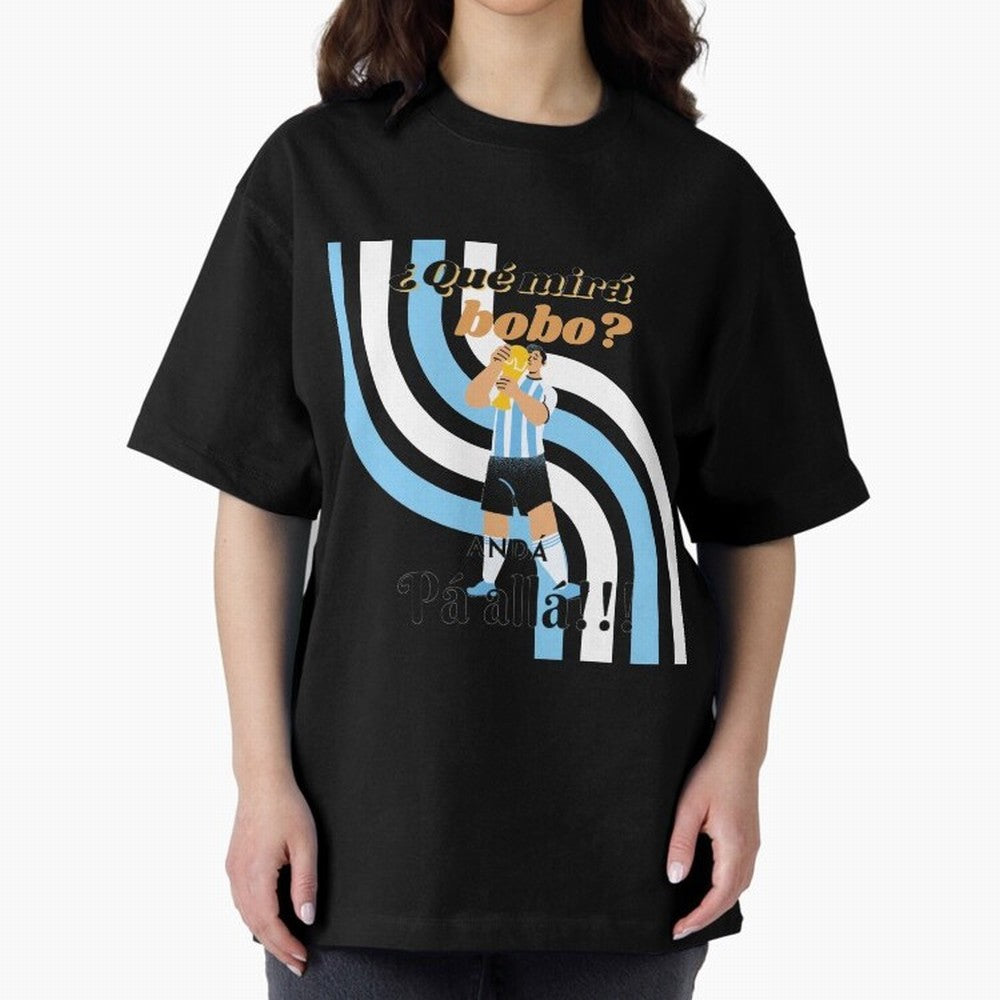 Vintage Messi Argentina Que Mira Bobo Oversized T-Shirt Capture Stadium Memories from Global Football Passion for FIFA World Cup 2026 Group Stage, Made for Mbappe and Neymar, England, Stadium Memories, Football Loyalty, International Chants and