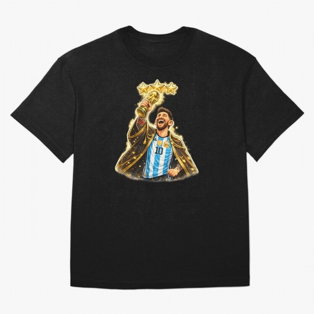 Messi King of Football World Champion ¨C Argentina 3 Stars Trophy Celebration Classic T-Shirt Cheer through Every Moment of FIFA World Cup 2026 Spirit, Highlighting England and Germany, CR7 and Messi, Stadium Memories, Football Loyalty,