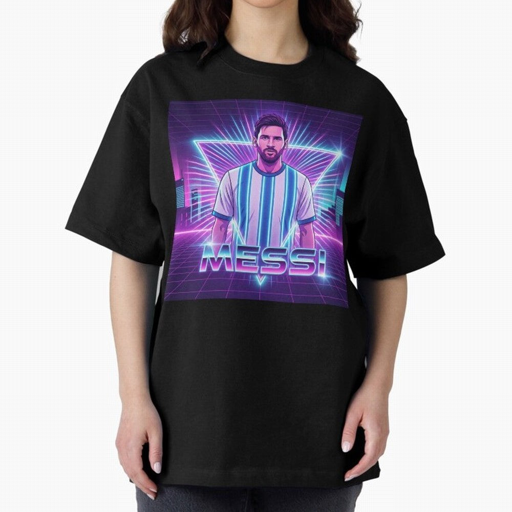 ?Argentina Football Legend Messi Cyberpunk Retro Futurist Design (Version 5) Classic T-Shirt Discover FIFA World Cup 2026 Group Stage for Fans of Cristiano Ronaldo and Portugal, Bringing Worldwide Fan Energy, Dramatic Goals, Stadium Lights and