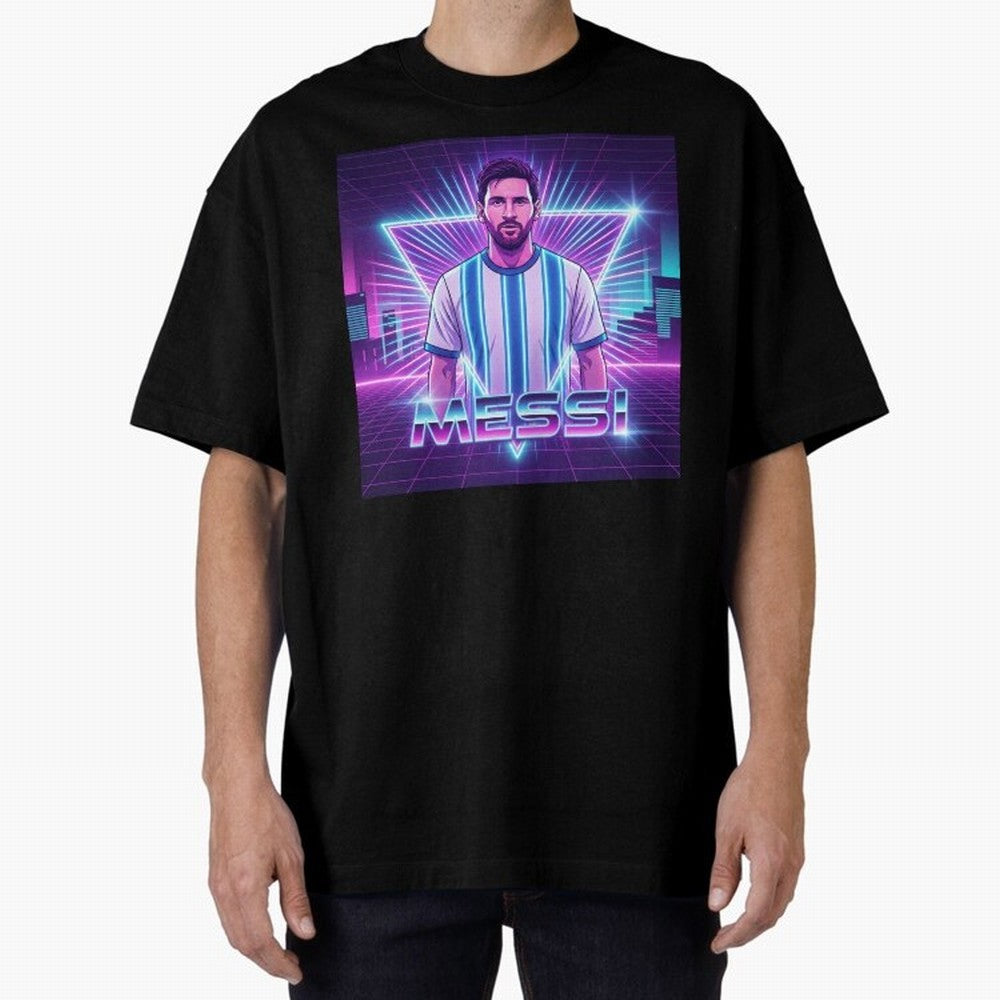 ?Argentina Football Legend Messi Cyberpunk Retro Futurist Design (Version 5) Classic T-Shirt Discover FIFA World Cup 2026 Group Stage for Fans of Cristiano Ronaldo and Portugal, Bringing Worldwide Fan Energy, Dramatic Goals, Stadium Lights and