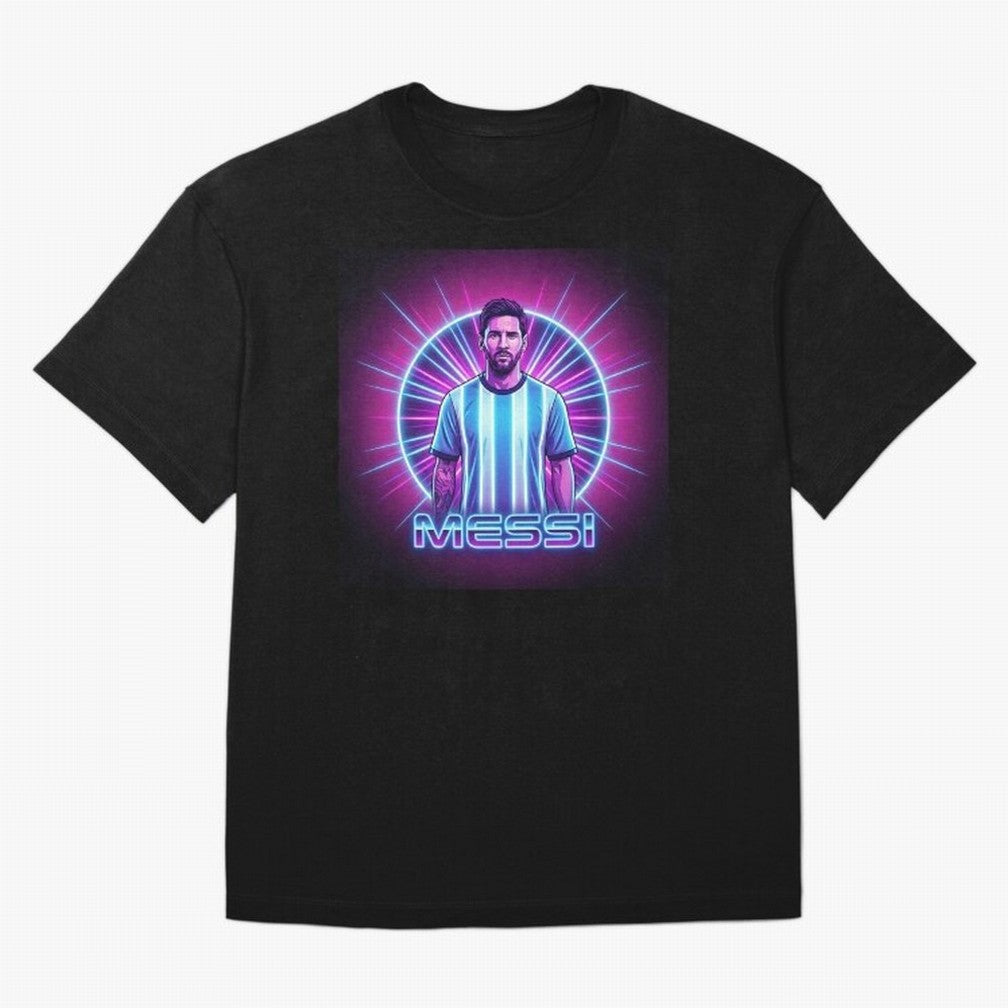 ?Argentina Football Legend Messi Cyberpunk Retro Futurist Design (Version 4) Classic T-Shirt Cheer through Every Moment of FIFA World Cup 2026 USA Canada Mexico for Fans of Neymar and Argentina, Bringing Match Day Excitement, Supporter Culture,