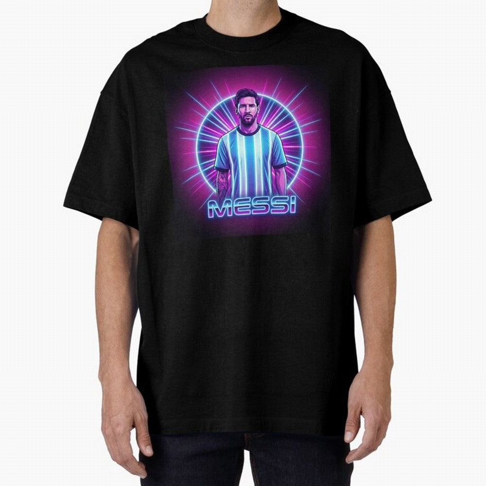 ?Argentina Football Legend Messi Cyberpunk Retro Futurist Design (Version 4) Classic T-Shirt Cheer through Every Moment of FIFA World Cup 2026 USA Canada Mexico for Fans of Neymar and Argentina, Bringing Match Day Excitement, Supporter Culture,