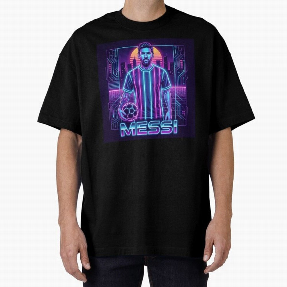 ?Argentina Football Legend Messi Cyberpunk Retro Futurist Design (Version 3) Classic T-Shirt Celebrate the Magic of FIFA World Cup 2026 Group Stage for Fans of Cristiano Ronaldo and Argentina, France and Brazil, Bringing Tournament Hype, Historic