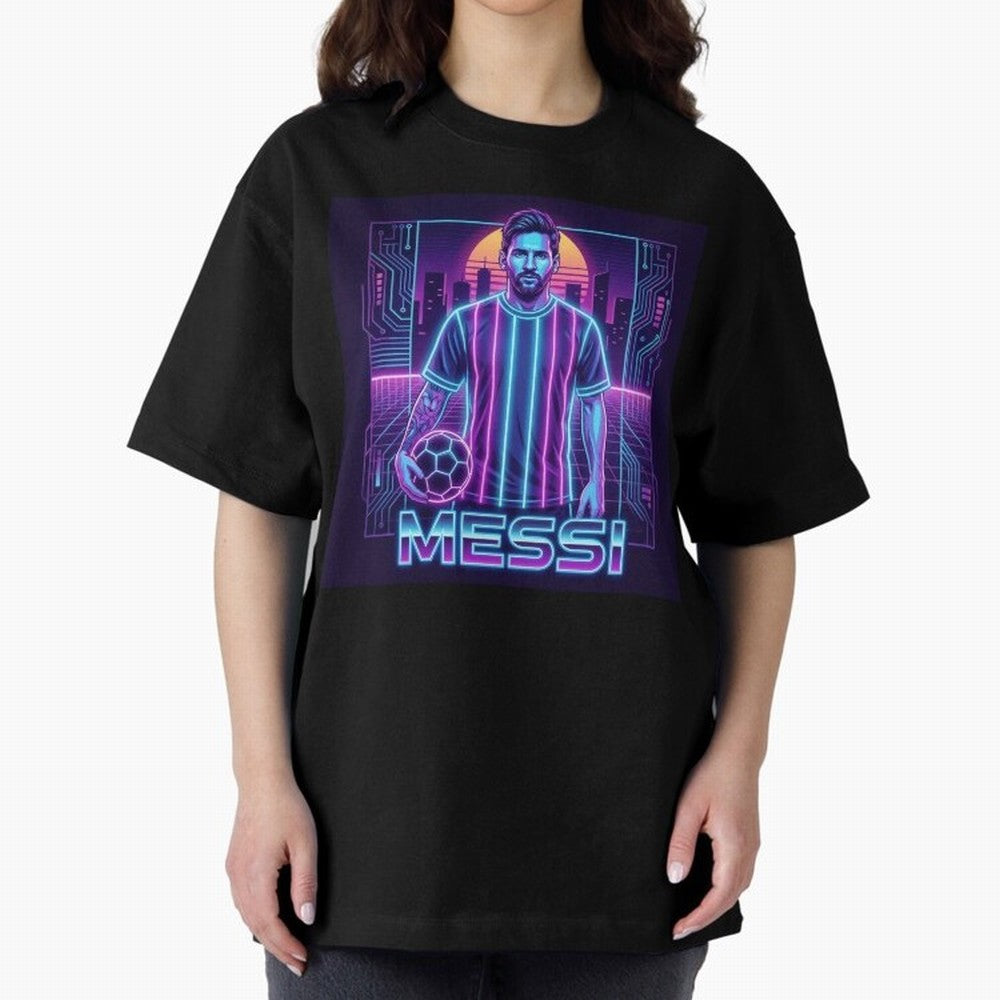 ?Argentina Football Legend Messi Cyberpunk Retro Futurist Design (Version 3) Classic T-Shirt Celebrate the Magic of FIFA World Cup 2026 Group Stage for Fans of Cristiano Ronaldo and Argentina, France and Brazil, Bringing Tournament Hype, Historic