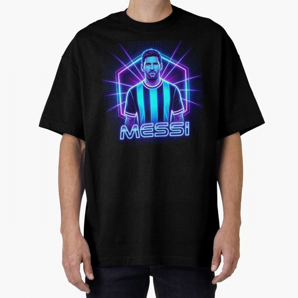 ?Argentina Football Legend Messi Cyberpunk Retro Futurist Design (Version 2) Classic T-Shirt Bring Match Day Fire to FIFA World Cup 2026 USA Canada Mexico Celebrating Haaland and Mbappe, Portugal, Spain and Germany Energy, Football Passion,