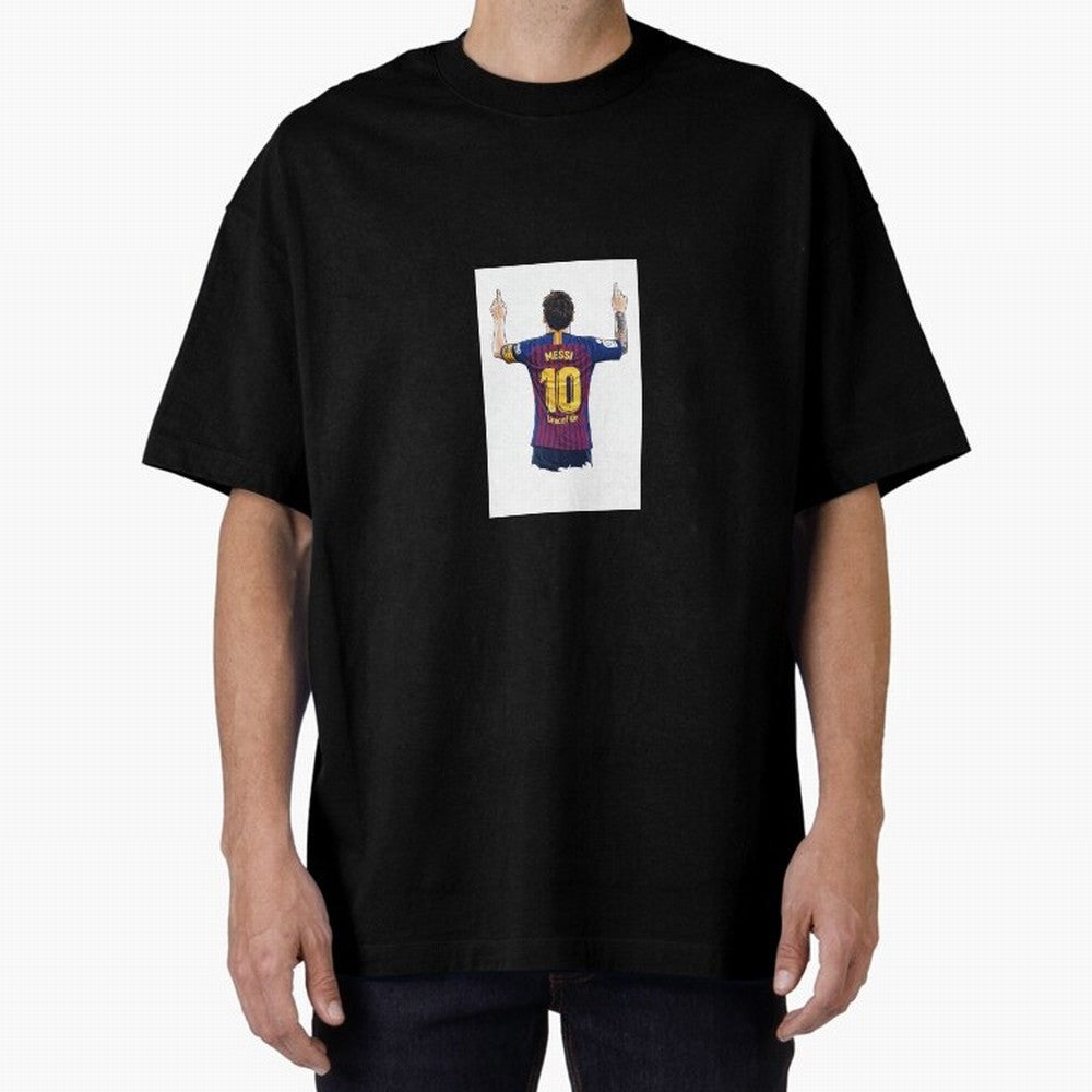 Lionel Messi Celebration Outline Barcelona FC Oversized T-Shirt Honor Football Greatness during FIFA World Cup 2026 Made for Cristiano Ronaldo, Haaland and CR7, Spain Energy, Tournament Hype, Historic Matchups, Family Viewing Parties and Global