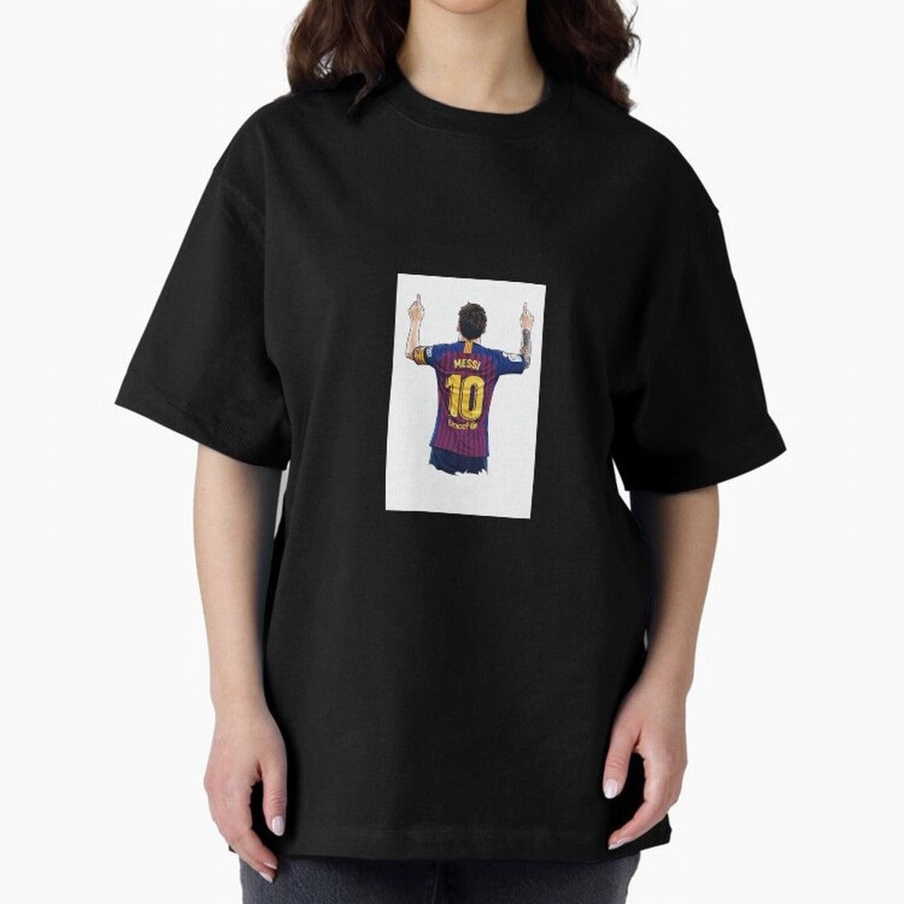 Lionel Messi Celebration Outline Barcelona FC Oversized T-Shirt Honor Football Greatness during FIFA World Cup 2026 Made for Cristiano Ronaldo, Haaland and CR7, Spain Energy, Tournament Hype, Historic Matchups, Family Viewing Parties and Global