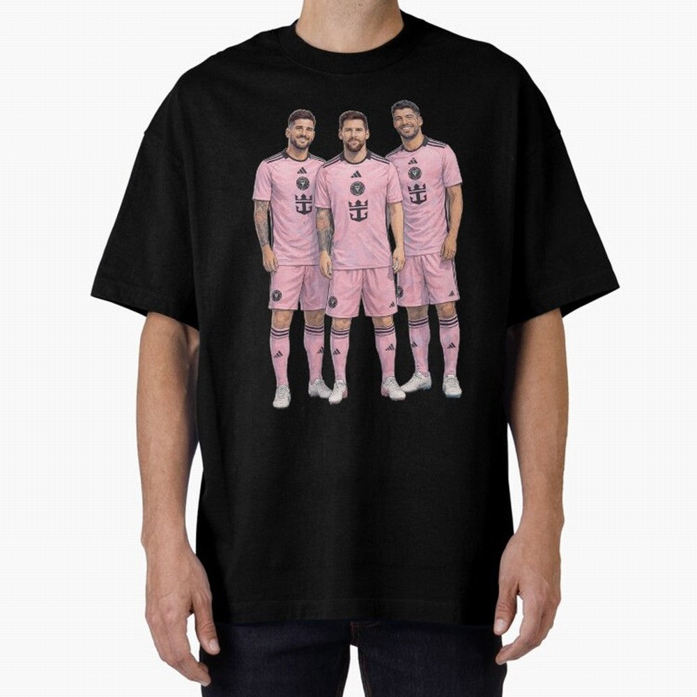 Messi, De Paul and Suarez Inter Miami artistic style ¨C MLS Soccer Oversized T-Shirt Honor Champions and Dreams in the FIFA World Cup 2026 Journey through Mbappe Highlights, France and Portugal Pride, Tournament Hype, Historic Matchups, Family