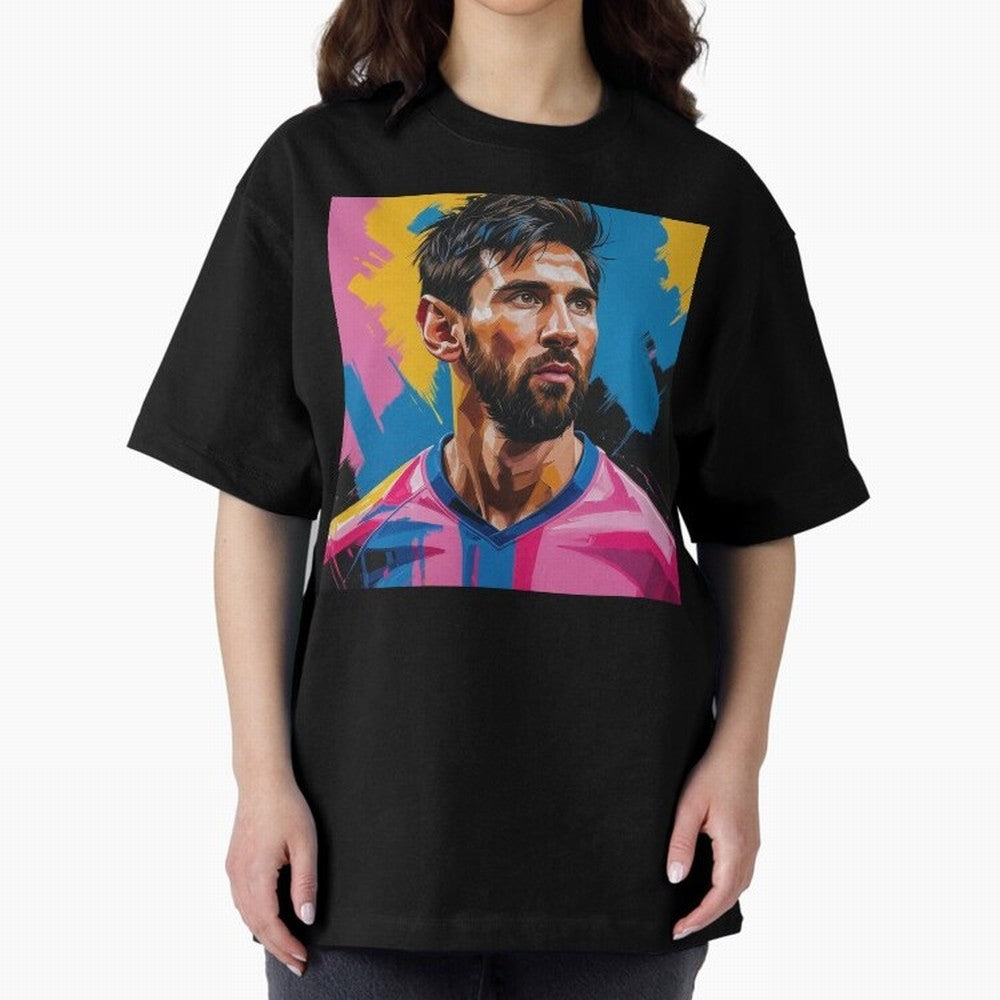 Vibrant Artistic Digital Painting Portrait of Lionel Messi (GOAT) Classic T-Shirt Feel the Roar of Match Day Hype around FIFA World Cup 2026 Group Stage, Mbappe and Neymar, Argentina and Brazil, Worldwide Fan Energy, Dramatic Goals, Stadium Lights