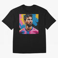Vibrant Artistic Digital Painting Portrait of Lionel Messi (GOAT) Classic T-Shirt Feel the Roar of Match Day Hype around FIFA World Cup 2026 Group Stage, Mbappe and Neymar, Argentina and Brazil, Worldwide Fan Energy, Dramatic Goals, Stadium Lights