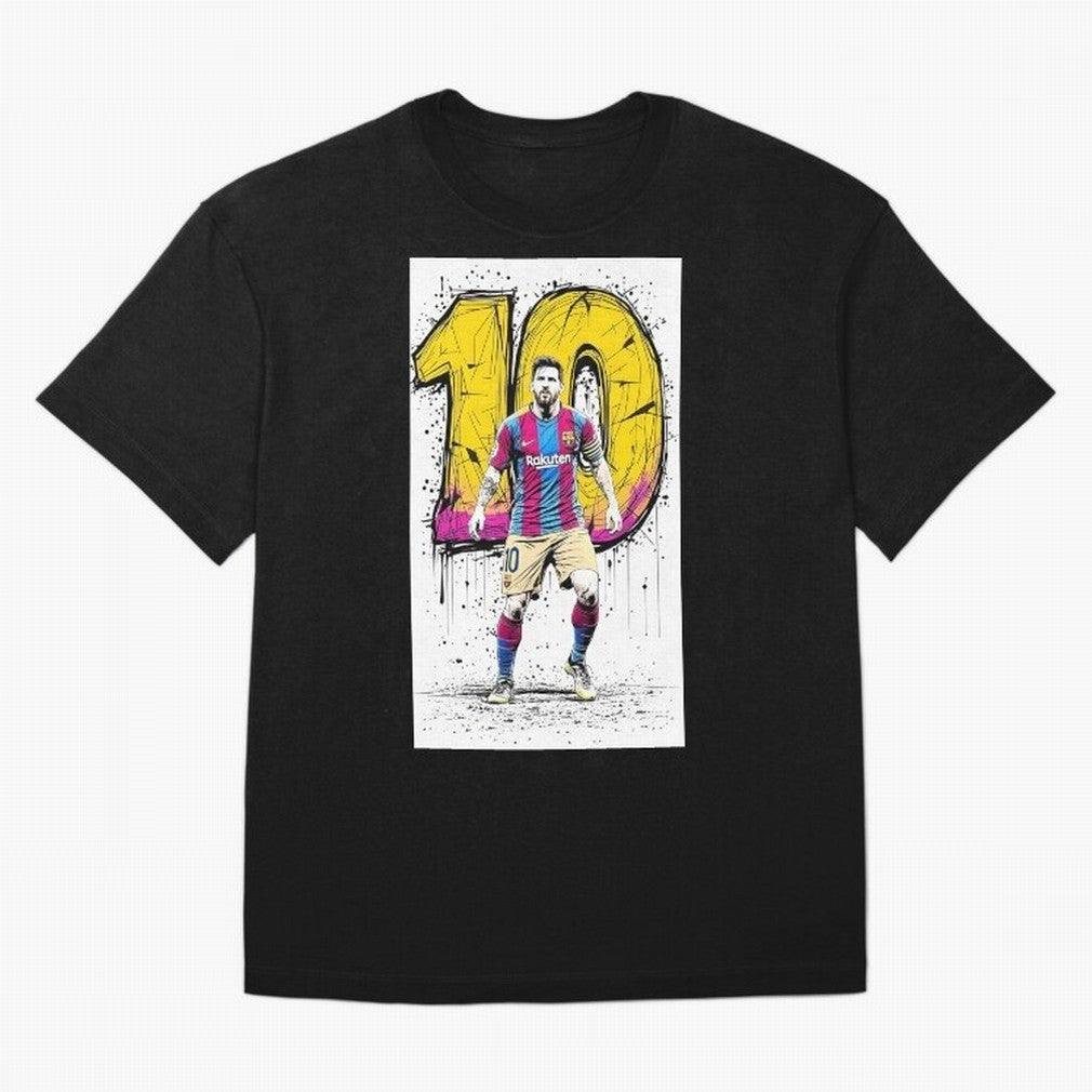 Lionel Messi Barcelona 10 Fan Art Oversized T-Shirt Back the Journey through FIFA World Cup 2026 Spirit, Highlighting Brazil, Portugal and Argentina, Neymar, Stadium Chants, National Pride, Trophy Dreams and Unforgettable Football Memories; Great