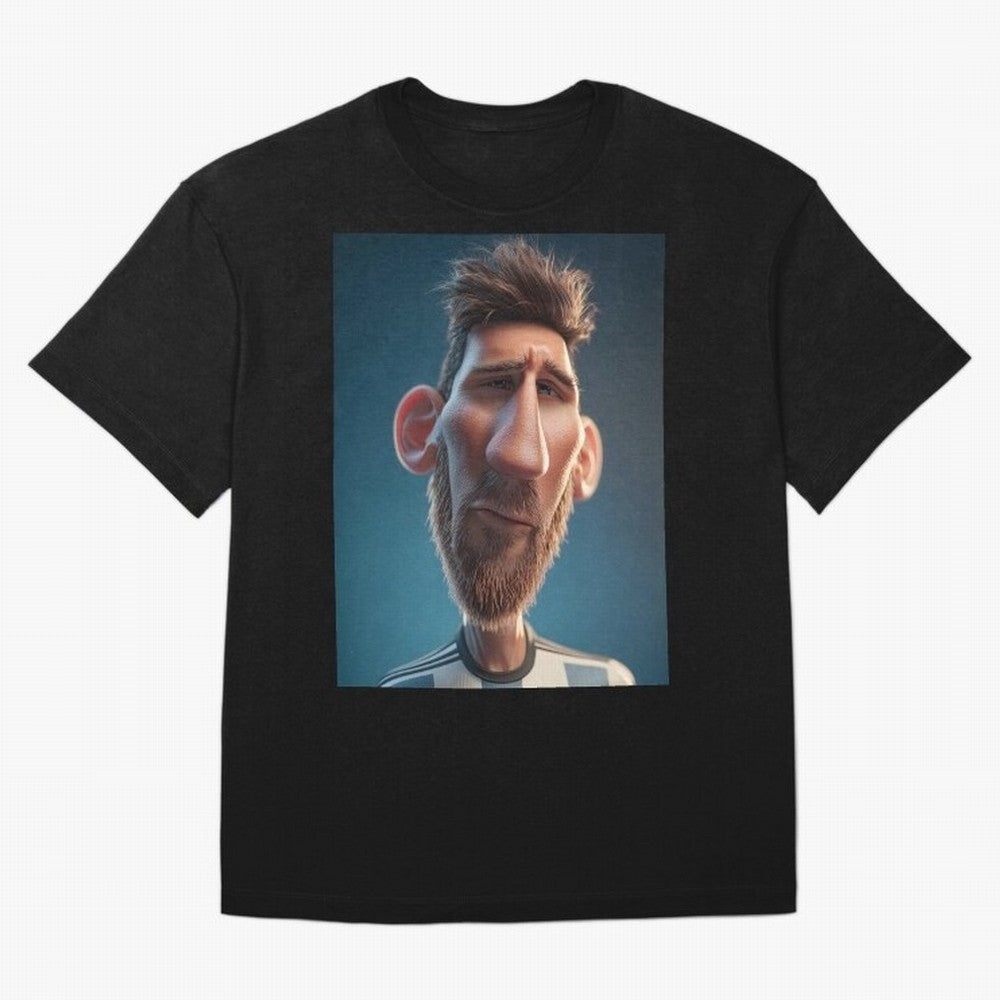 Lionel Messi Funny Soccer Cartoon Football Star Oversized T-Shirt Show Your Love for Match Day Hype around FIFA World Cup 2026, Haaland and Mbappe, Netherlands, Worldwide Fan Energy, Dramatic Goals, Stadium Lights and Championship Celebrations;