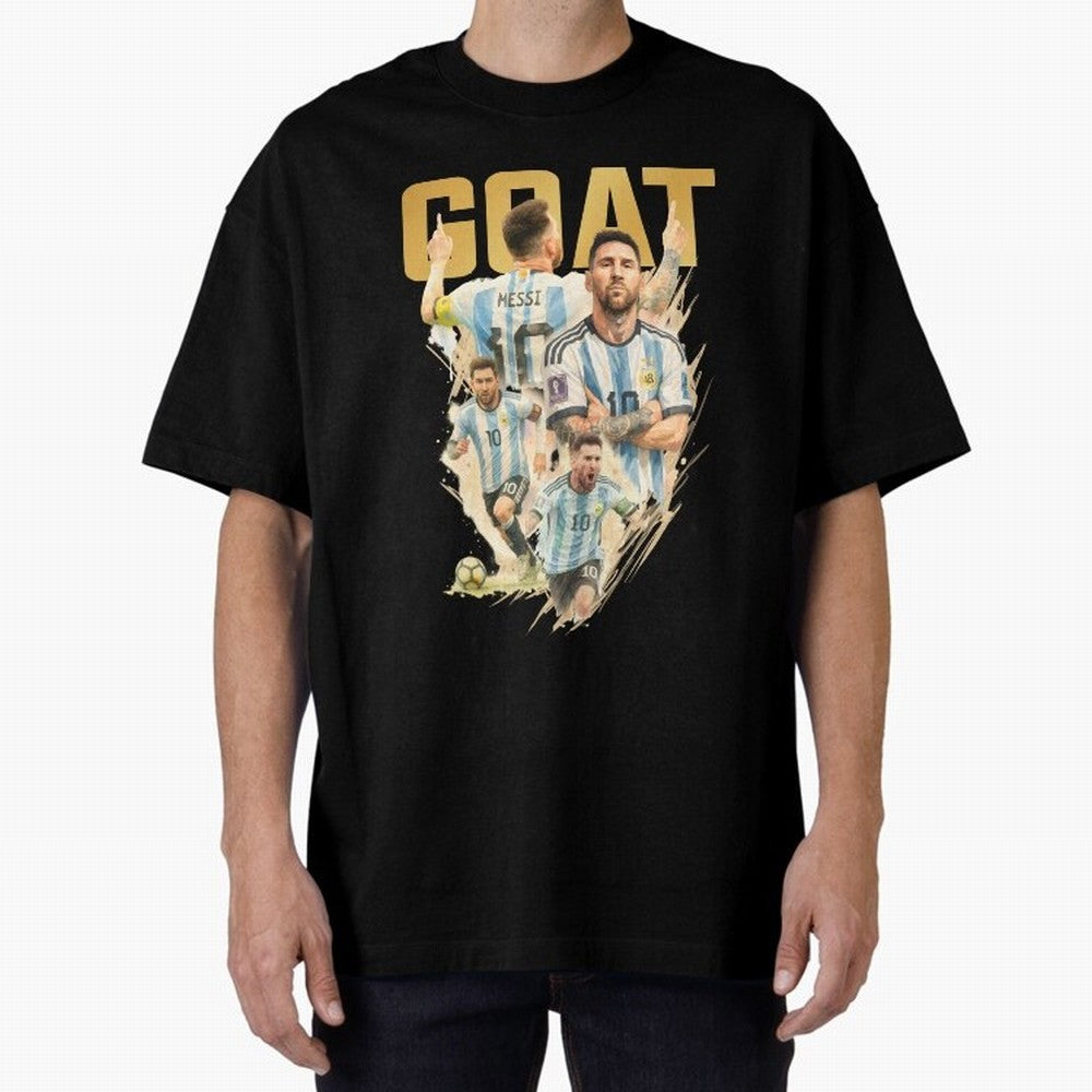 GOAT Lionel Messi watercolor illustration Oversized T-Shirt Show Your Tournament Heart for FIFA World Cup 2026 Group Stage for Fans of Mbappe and Neymar and Argentina, Bringing Fan Favorite Moments, National Team Passion, Big Match Drama and Soccer