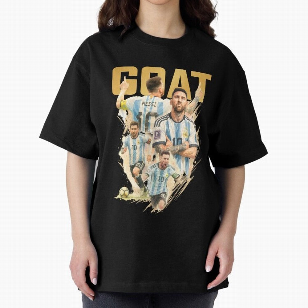 GOAT Lionel Messi watercolor illustration Oversized T-Shirt Show Your Tournament Heart for FIFA World Cup 2026 Group Stage for Fans of Mbappe and Neymar and Argentina, Bringing Fan Favorite Moments, National Team Passion, Big Match Drama and Soccer