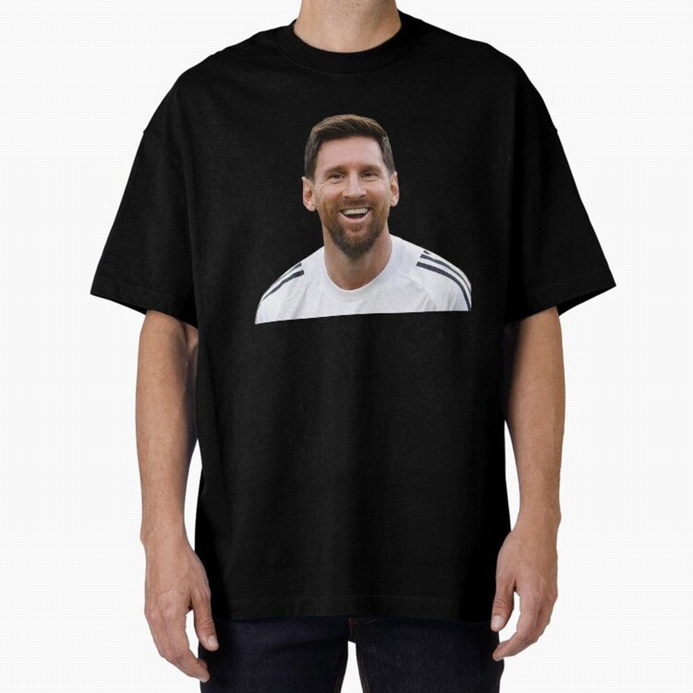 Lionel Messi smiling Oversized T-Shirt Elevate Match Day Hype around FIFA World Cup 2026 Group Stage, Neymar, Argentina, Soccer Culture, Superstar Moments, National Team Dreams and Competitive Fire; Perfect for People Who Love Argentina, Brazil,