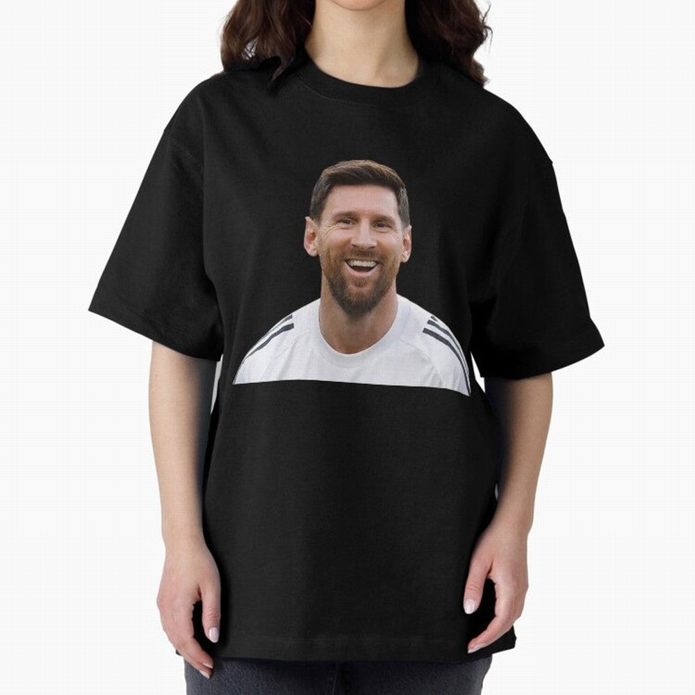 Lionel Messi smiling Oversized T-Shirt Elevate Match Day Hype around FIFA World Cup 2026 Group Stage, Neymar, Argentina, Soccer Culture, Superstar Moments, National Team Dreams and Competitive Fire; Perfect for People Who Love Argentina, Brazil,