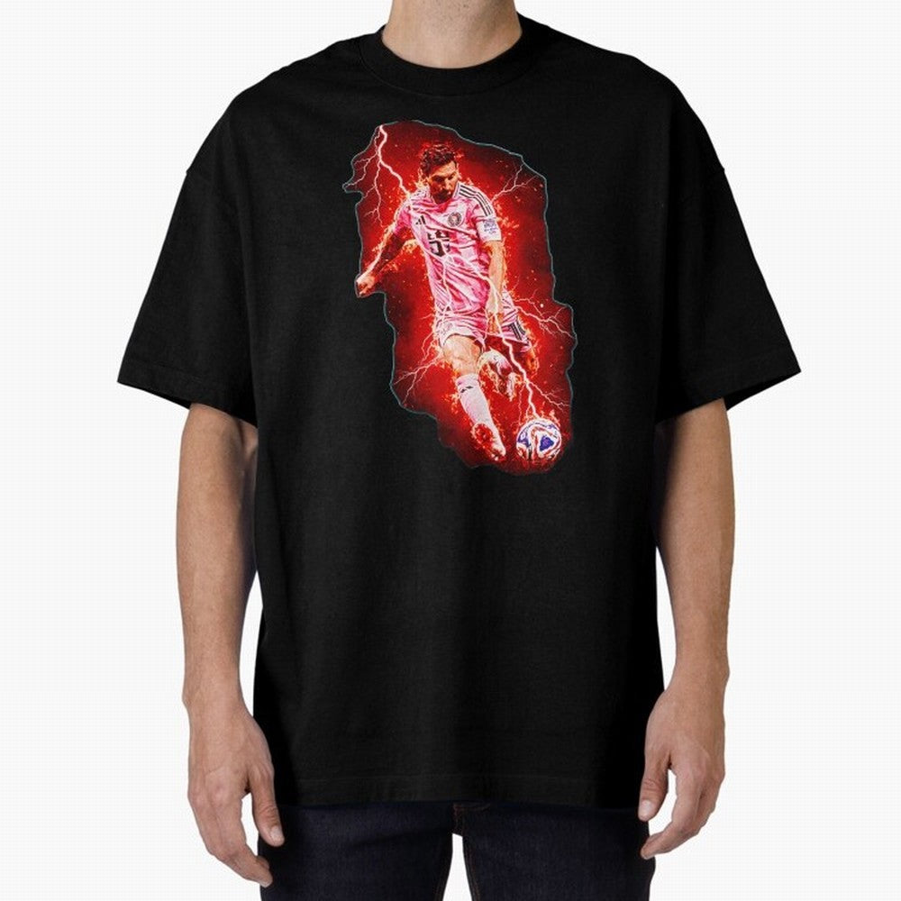 Messi The Goat (HD) High Definition Design | Exclusive Fanart Oversized T-Shirt Turn Up for Match Day Hype around FIFA World Cup 2026 USA Canada Mexico, Cristiano Ronaldo, Portugal, Spain and Germany, Retro Football Energy, Iconic Rivalries, Trophy