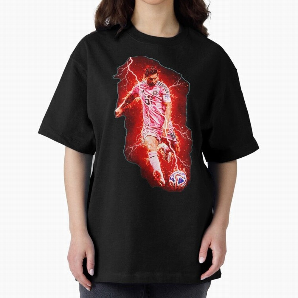 Messi The Goat (HD) High Definition Design | Exclusive Fanart Oversized T-Shirt Turn Up for Match Day Hype around FIFA World Cup 2026 USA Canada Mexico, Cristiano Ronaldo, Portugal, Spain and Germany, Retro Football Energy, Iconic Rivalries, Trophy