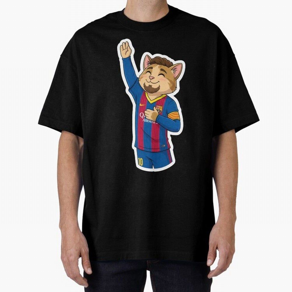 Fcb - Fc Barcelona | Cute Cat Messi with Jersey Barcelona Oversized T-Shirt Capture Stadium Memories from FIFA World Cup 2026 USA Canada Mexico Spirit, Capturing Germany, Messi and Cristiano Ronaldo, Soccer Culture, Superstar Moments, National Team