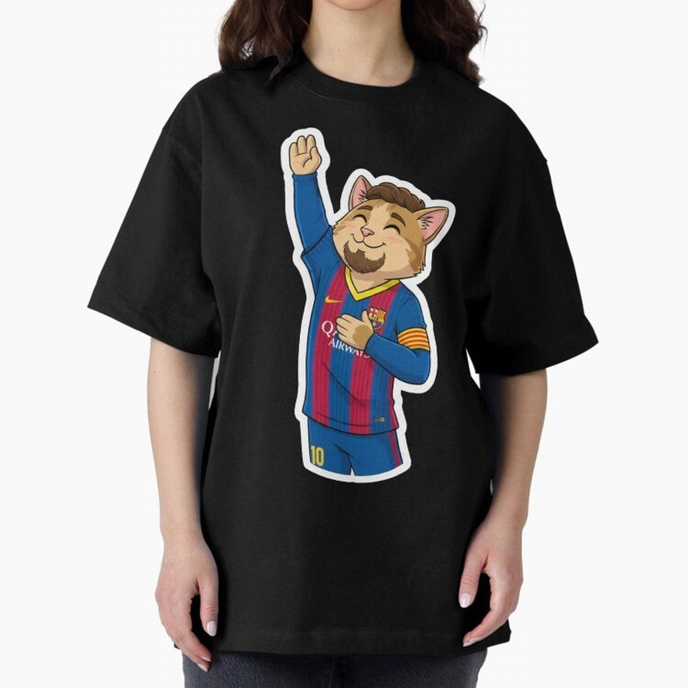 Fcb - Fc Barcelona | Cute Cat Messi with Jersey Barcelona Oversized T-Shirt Capture Stadium Memories from FIFA World Cup 2026 USA Canada Mexico Spirit, Capturing Germany, Messi and Cristiano Ronaldo, Soccer Culture, Superstar Moments, National Team