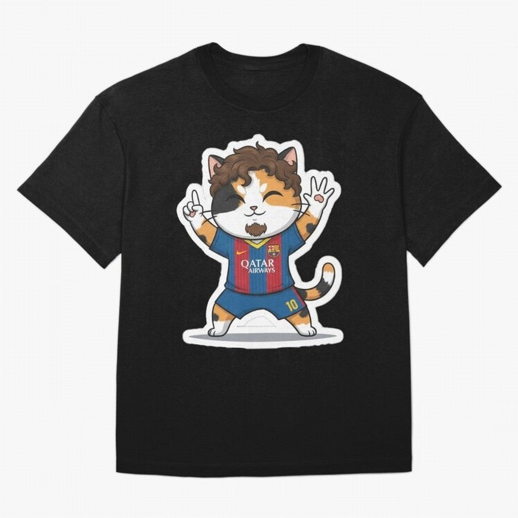 Fcb - Fc Barcelona | Cute Cat Messi with Jersey Barcelona Classic T-Shirt Make Every Match About the FIFA World Cup 2026 Group Stage Journey through Messi, CR7 and Mbappe Highlights, France and Portugal Pride, Vintage Soccer Flavor, Modern Football