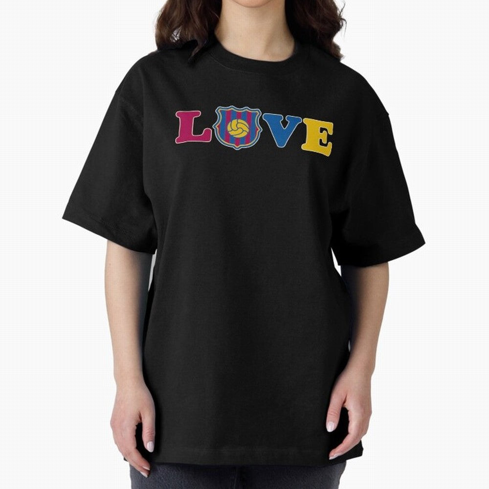 Love Barcelona Oversized T-Shirt Stand Proud for Global Football Passion for FIFA World Cup 2026, Built around Mbappe and Neymar, England and Germany, Sports Nostalgia, International Competition, Famous Players and Unforgettable Victories; Built