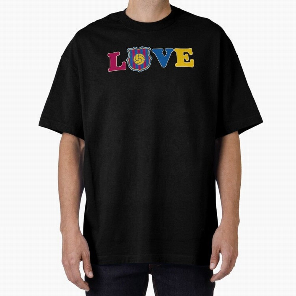 Love Barcelona Oversized T-Shirt Stand Proud for Global Football Passion for FIFA World Cup 2026, Built around Mbappe and Neymar, England and Germany, Sports Nostalgia, International Competition, Famous Players and Unforgettable Victories; Built