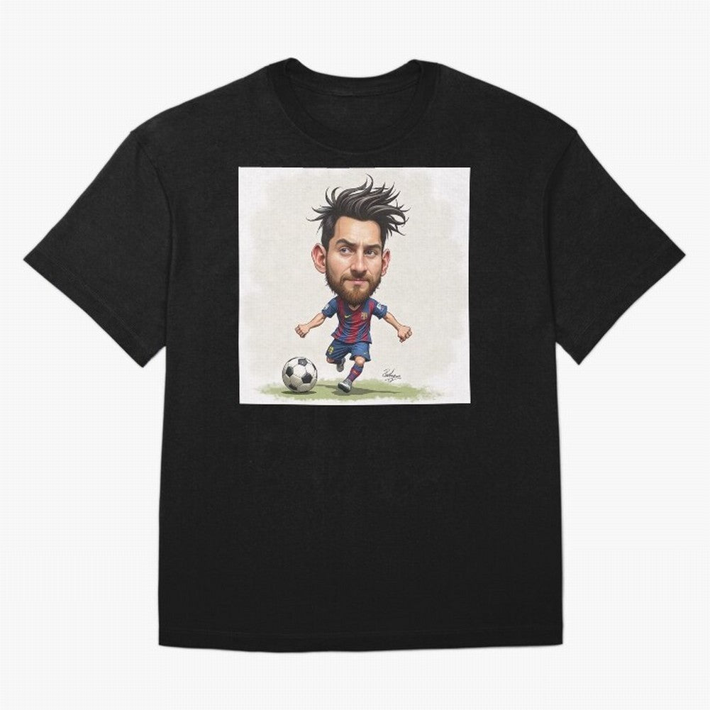 The Little Magician ¨C Caricature of Lionel Messi Oversized T-Shirt Carry National Pride through FIFA World Cup 2026 USA Canada Mexico Spirit, Highlighting Germany, Neymar, Game Day Rituals, Football Legends, Country Pride and the Road to the