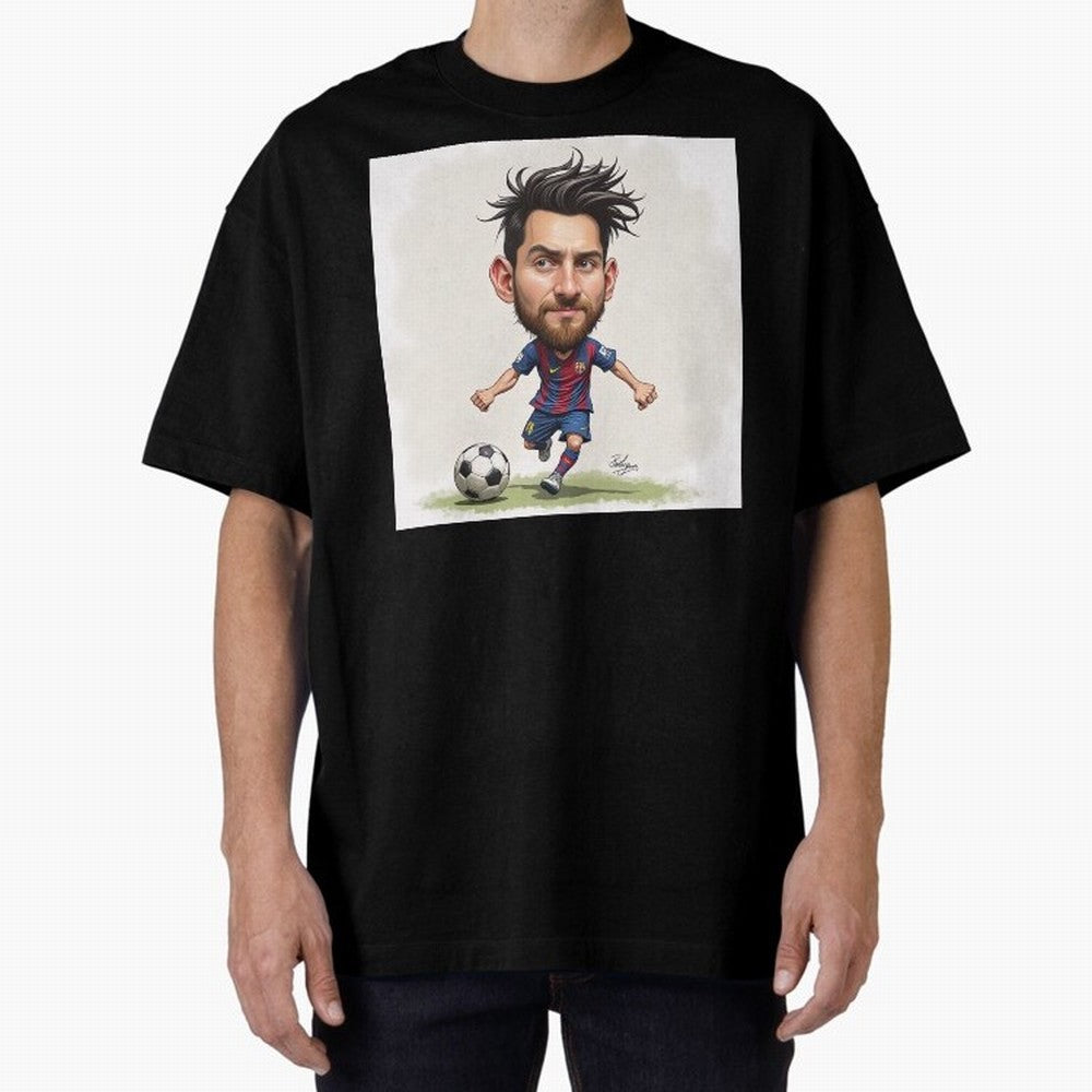 The Little Magician ¨C Caricature of Lionel Messi Oversized T-Shirt Carry National Pride through FIFA World Cup 2026 USA Canada Mexico Spirit, Highlighting Germany, Neymar, Game Day Rituals, Football Legends, Country Pride and the Road to the