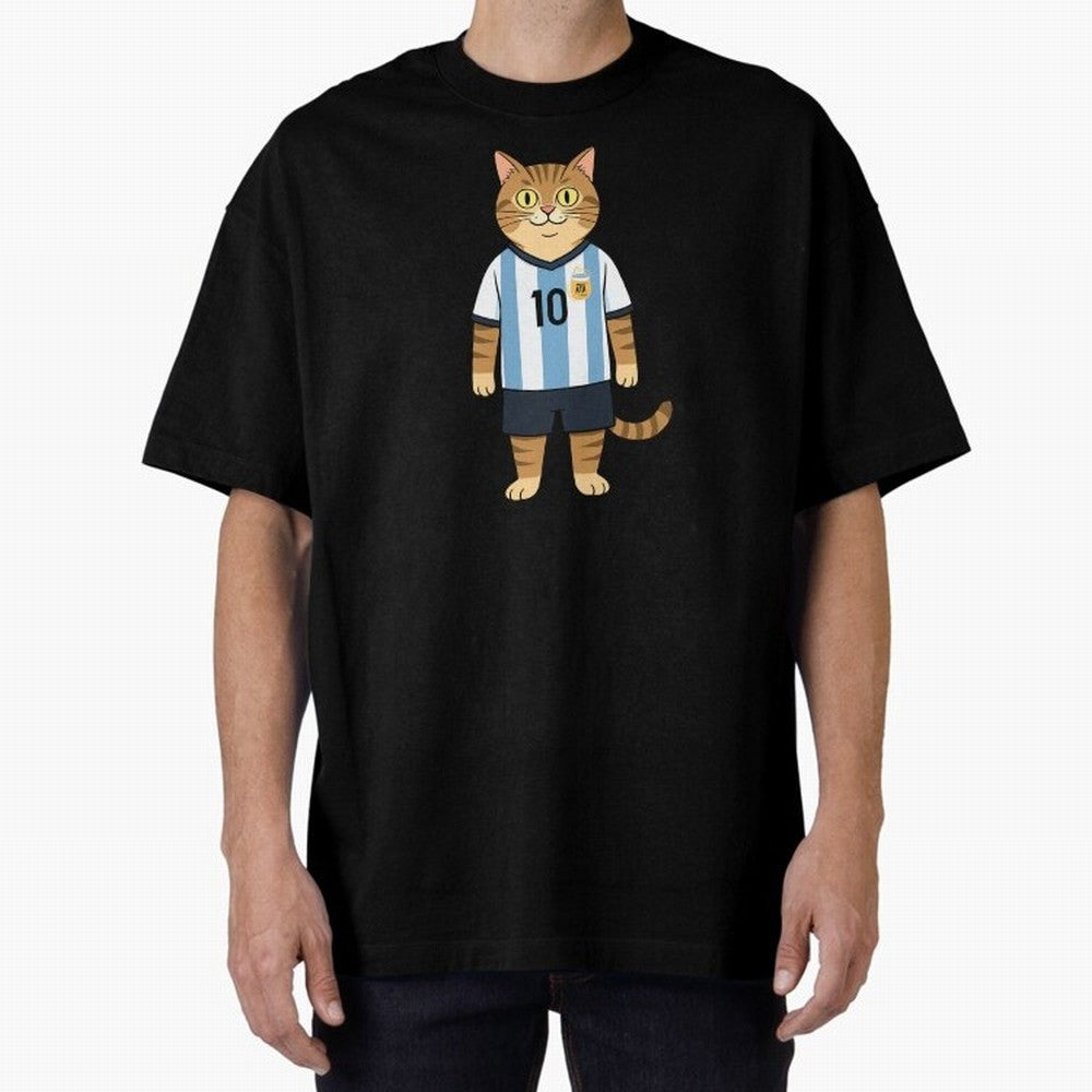 Lionel the Soccer Cat Oversized T-Shirt Join the Global Buzz around FIFA World Cup 2026 Group Stage Spirit, Filled with France, Messi and Cristiano Ronaldo, Sports Nostalgia, International Competition, Famous Players and Unforgettable Victories;