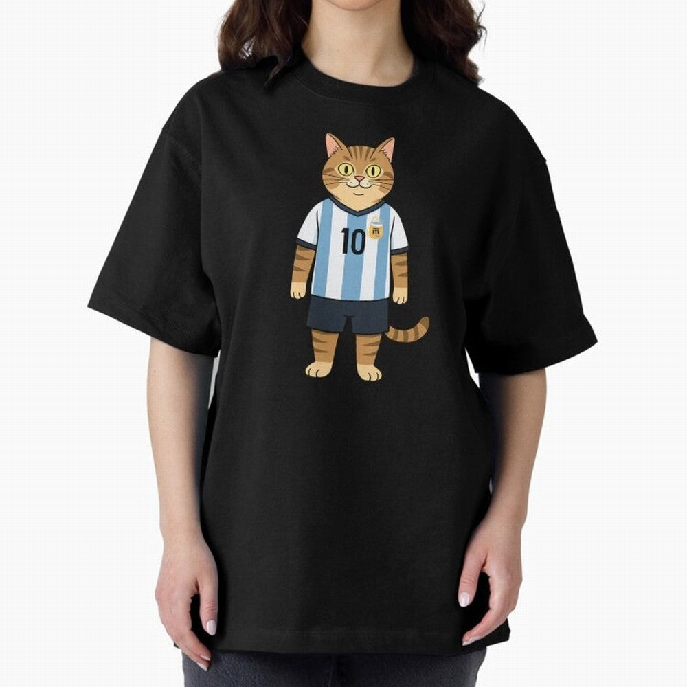 Lionel the Soccer Cat Oversized T-Shirt Join the Global Buzz around FIFA World Cup 2026 Group Stage Spirit, Filled with France, Messi and Cristiano Ronaldo, Sports Nostalgia, International Competition, Famous Players and Unforgettable Victories;