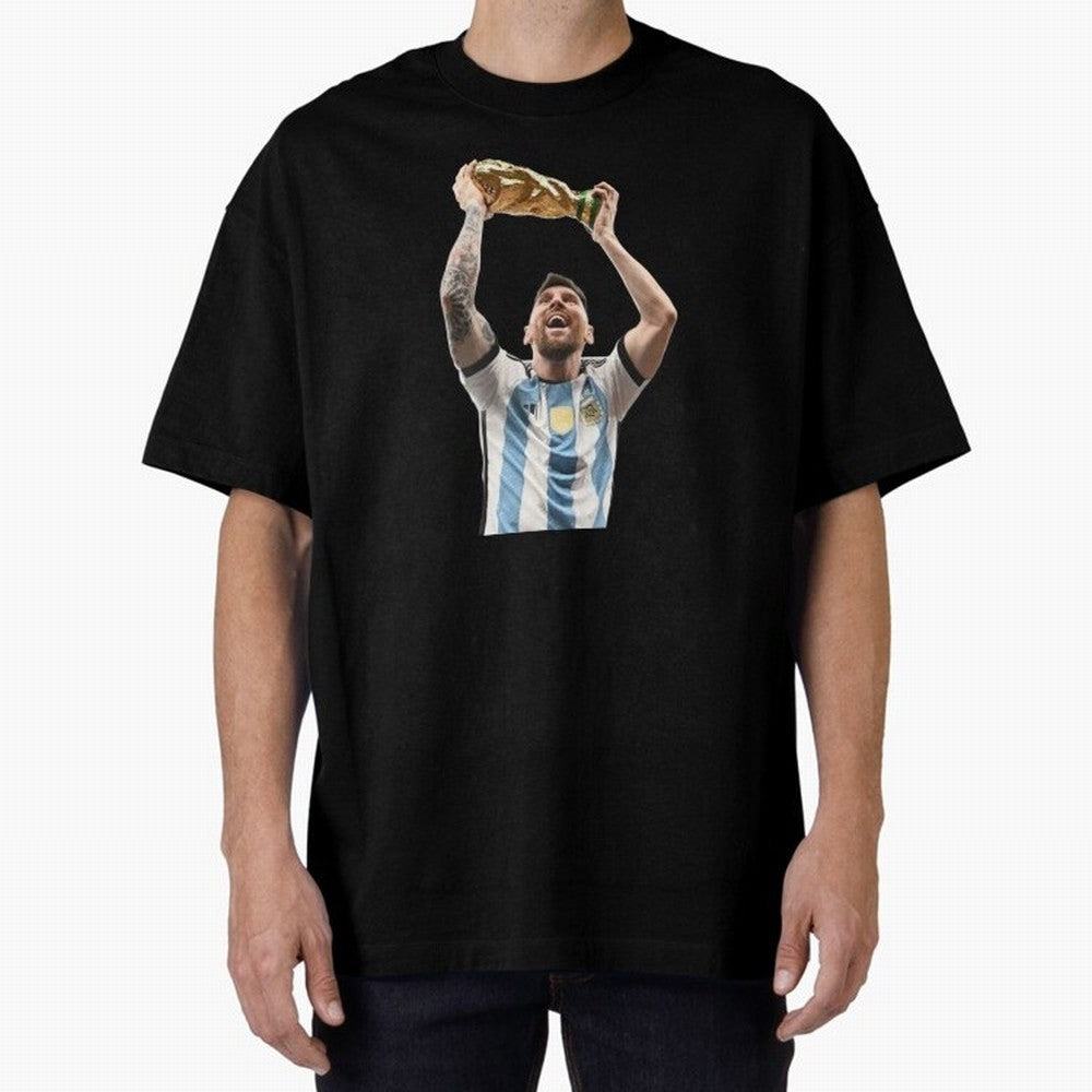 Lionel Messi lifting the World Cup Classic T-Shirt Show Passion for the Stars of Match Day Hype around FIFA World Cup 2026 USA Canada Mexico, Messi, CR7 and Mbappe, England, France and Netherlands, Retro Football Energy, Iconic Rivalries, Trophy
