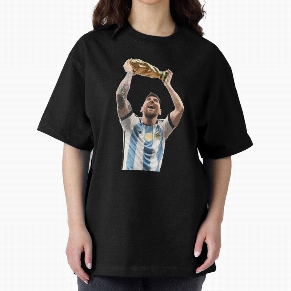 Lionel Messi lifting the World Cup Classic T-Shirt Show Passion for the Stars of Match Day Hype around FIFA World Cup 2026 USA Canada Mexico, Messi, CR7 and Mbappe, England, France and Netherlands, Retro Football Energy, Iconic Rivalries, Trophy
