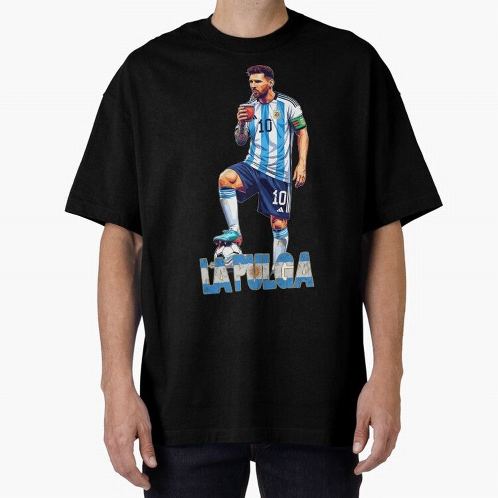 Messi the Flea Drinking Mate ¨C Unique Design by The Goat Classic T-Shirt Celebrate the Road through Global Football Passion for FIFA World Cup 2026 Group Stage, Highlighting Mbappe, France and Portugal, Goal Celebration Energy, Supporter Heritage,