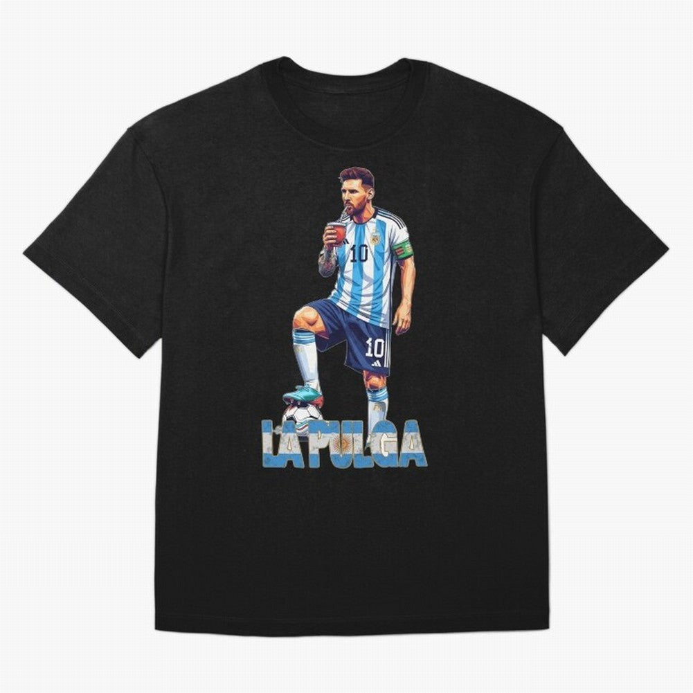 Messi the Flea Drinking Mate ¨C Unique Design by The Goat Classic T-Shirt Celebrate the Road through Global Football Passion for FIFA World Cup 2026 Group Stage, Highlighting Mbappe, France and Portugal, Goal Celebration Energy, Supporter Heritage,
