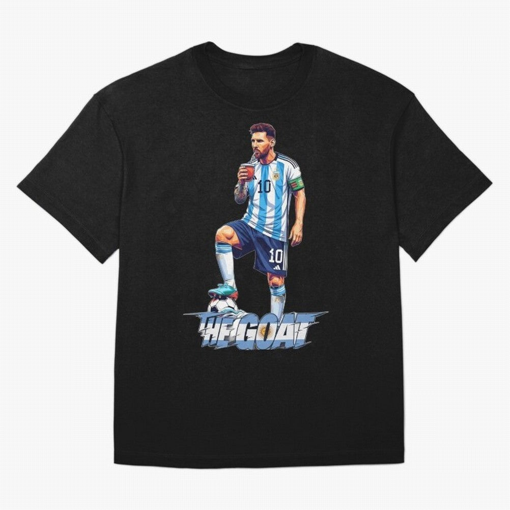 Messi Illustrated Style Drinking Mate ¨C Unique Design by The Goat Classic T-Shirt Discover Match Day Hype around FIFA World Cup 2026, Messi, Portugal, Spain and Germany, Worldwide Fan Energy, Dramatic Goals, Stadium Lights and Championship