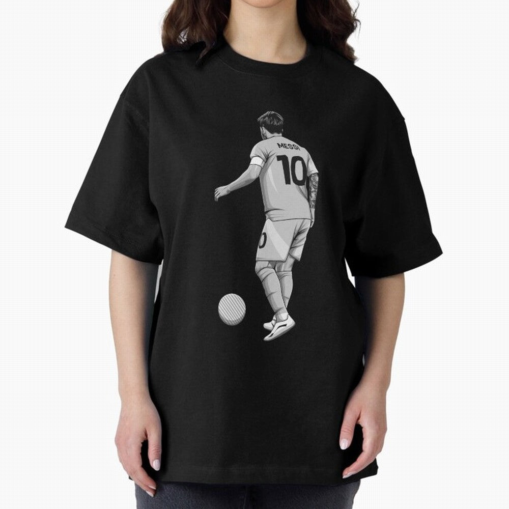 Lionel Messi Black and White Version Classic T-Shirt Support the Legends of Global Football Passion for FIFA World Cup 2026, with Neymar, Haaland and Cristiano Ronaldo, Portugal, Spain and Germany, Football Festival Excitement, Trophy Ambitions,