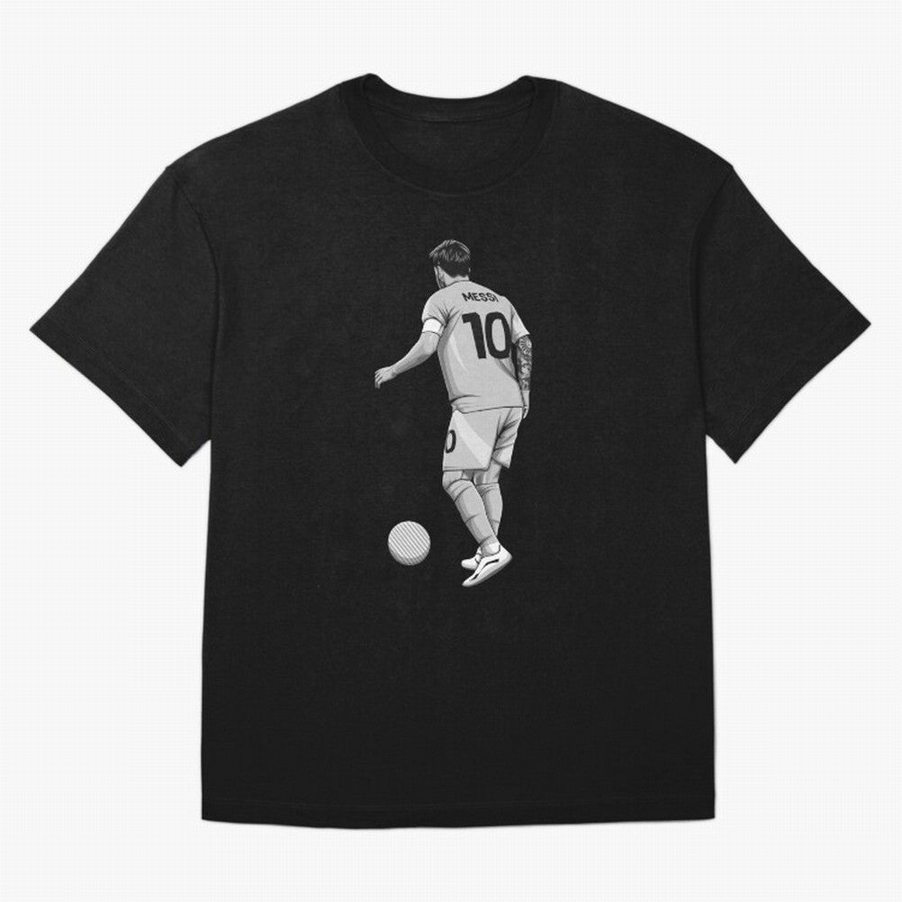 Lionel Messi Black and White Version Classic T-Shirt Support the Legends of Global Football Passion for FIFA World Cup 2026, with Neymar, Haaland and Cristiano Ronaldo, Portugal, Spain and Germany, Football Festival Excitement, Trophy Ambitions,