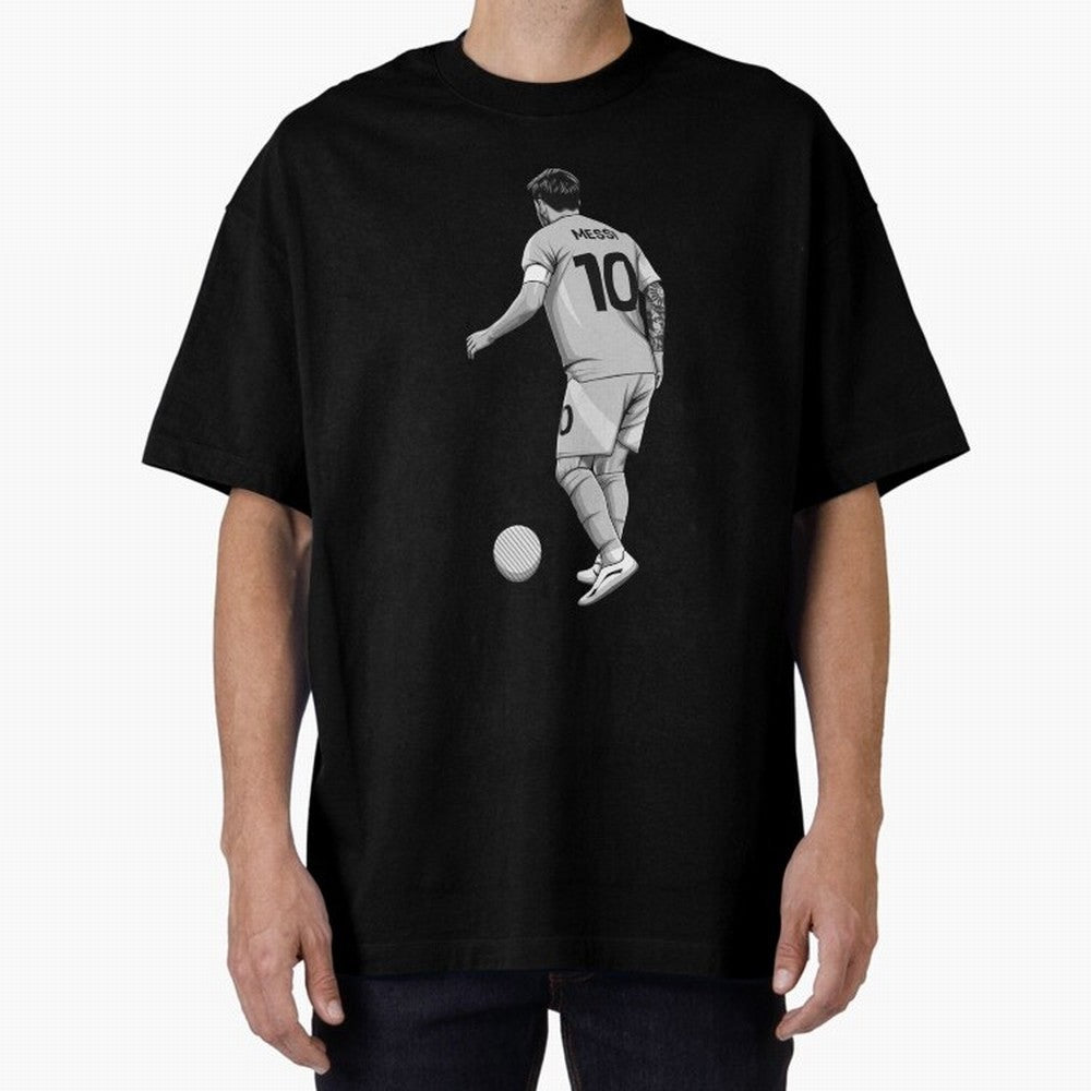 Lionel Messi Black and White Version Classic T-Shirt Support the Legends of Global Football Passion for FIFA World Cup 2026, with Neymar, Haaland and Cristiano Ronaldo, Portugal, Spain and Germany, Football Festival Excitement, Trophy Ambitions,