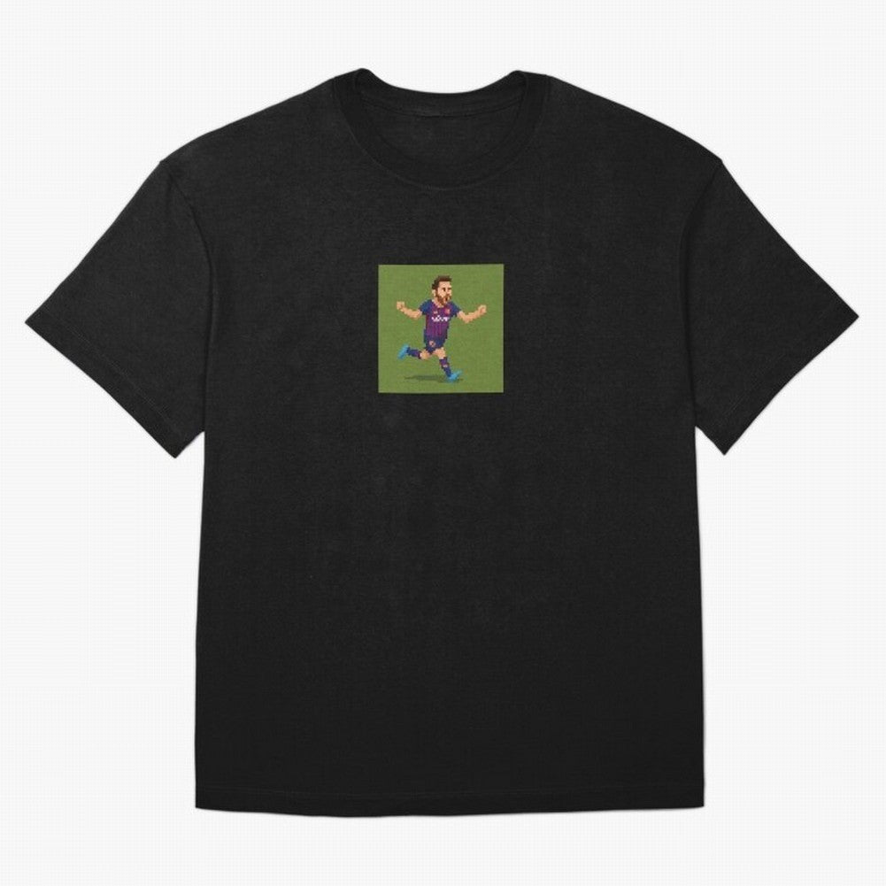Lionel Messi Barcelona Pixel Art Tribute Classic T-Shirt Fuel the FIFA World Cup 2026 Journey through Cristiano Ronaldo Highlights, England Pride, Sports Nostalgia, International Competition, Famous Players and Unforgettable Victories; Built for