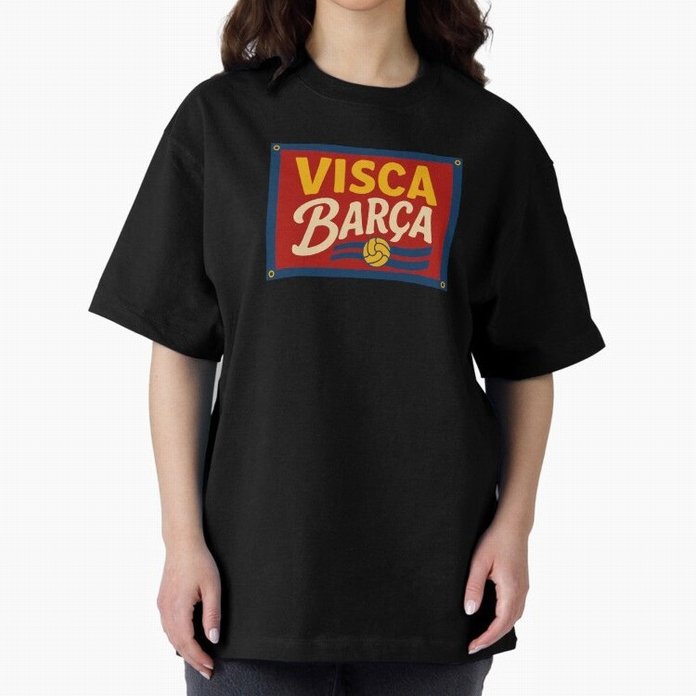 FC Barcelona Visca Barca Oversized T-Shirt Join Match Day Hype around FIFA World Cup 2026, Haaland and Mbappe, England, Championship Spirit, Famous Goals, Roaring Crowds and International Football Unity; Built for Supporters Chasing Trophy Dreams,
