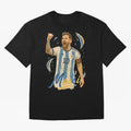 Lionel Messi Argentina Art ¨C Iconic World Cup Champion Tribute Design	 Oversized T-Shirt Keep the Match Day Mood of FIFA World Cup 2026 Group Stage Spirit, Made for Argentina and Brazil, Messi, Football Festival Excitement, Trophy Ambitions,