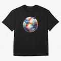 Football Soccer Ball Watercolor Illustration Drawing (Black BG) Oversized T-Shirt Stand with FIFA World Cup 2026 USA Canada Mexico for Fans of Messi, Neymar and Mbappe and Portugal, Spain and Germany, Bringing Worldwide Fan Energy, Dramatic Goals,