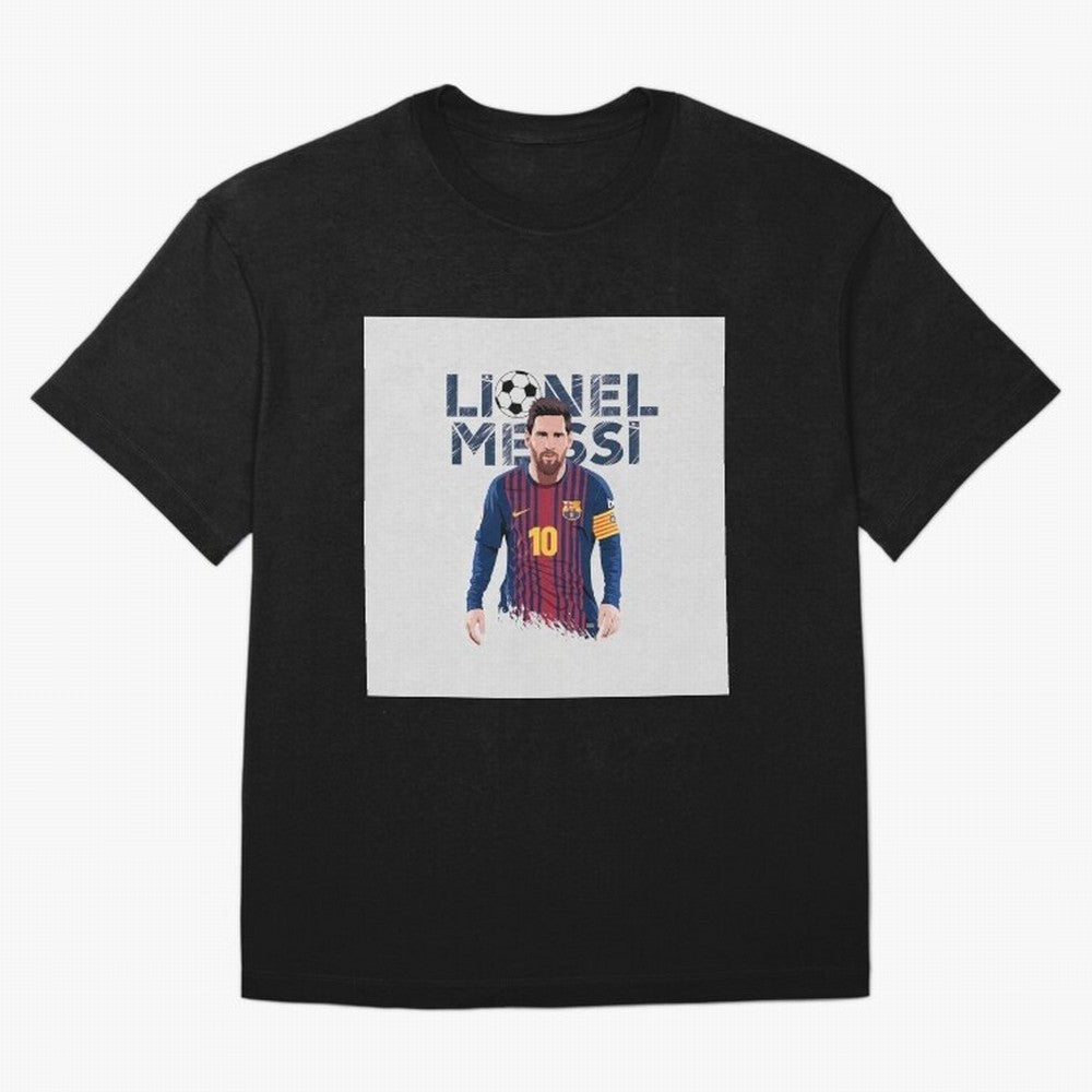 Stylized Lionel Messi Barcelona Illustration ¨C Iconic Football Artwork Oversized T-Shirt Relive Global Football Passion for FIFA World Cup 2026, Celebrating CR7 and Messi, England and Germany, Tournament Hype, Historic Matchups, Family Viewing