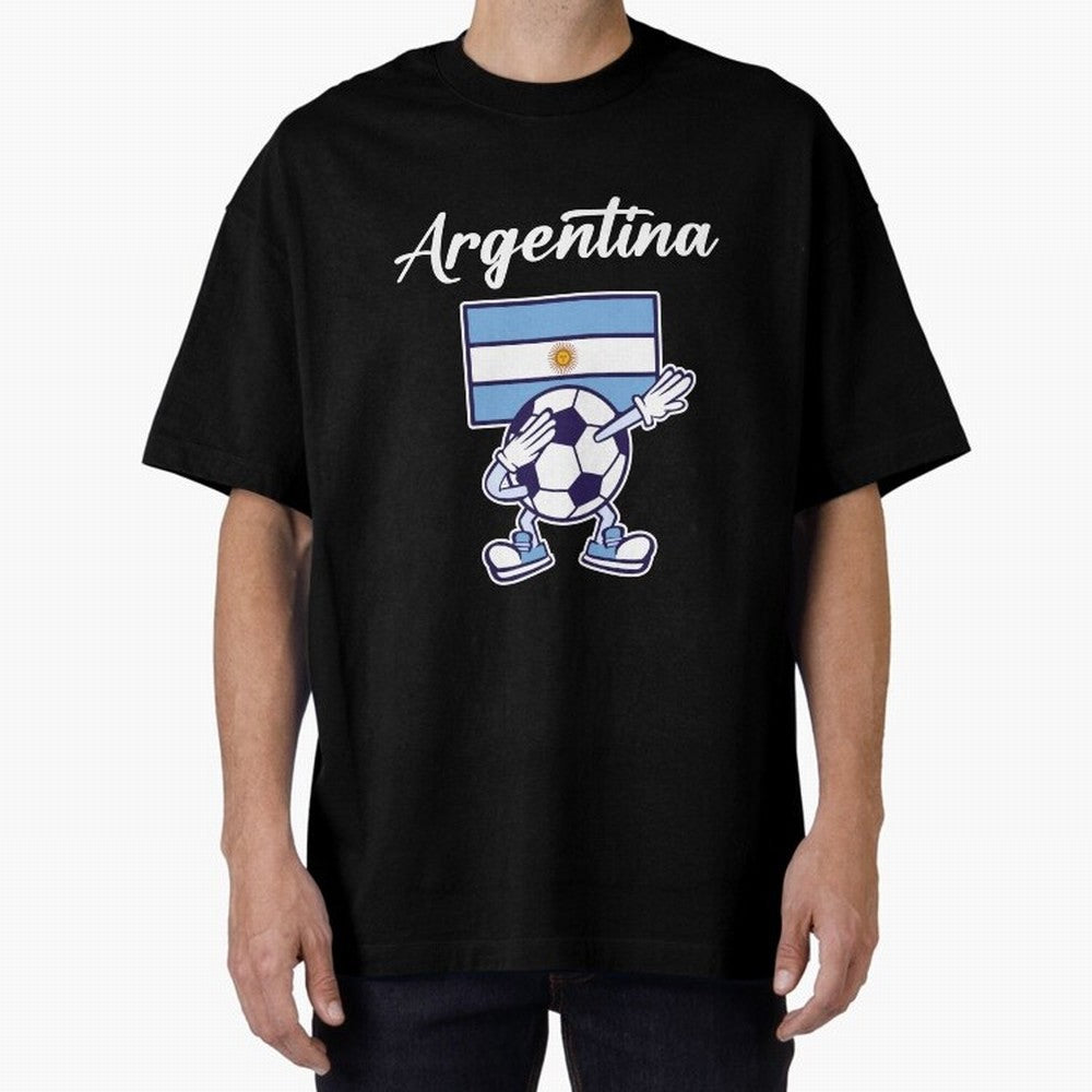 ARGENTINA - Dabbing Football Soccer Ball - ARGENTINA Oversized T-Shirt Capture Stadium Memories from FIFA World Cup 2026 Group Stage Spirit, Inspired by Netherlands, Messi, Stadium Memories, Football Loyalty, International Chants and Championship