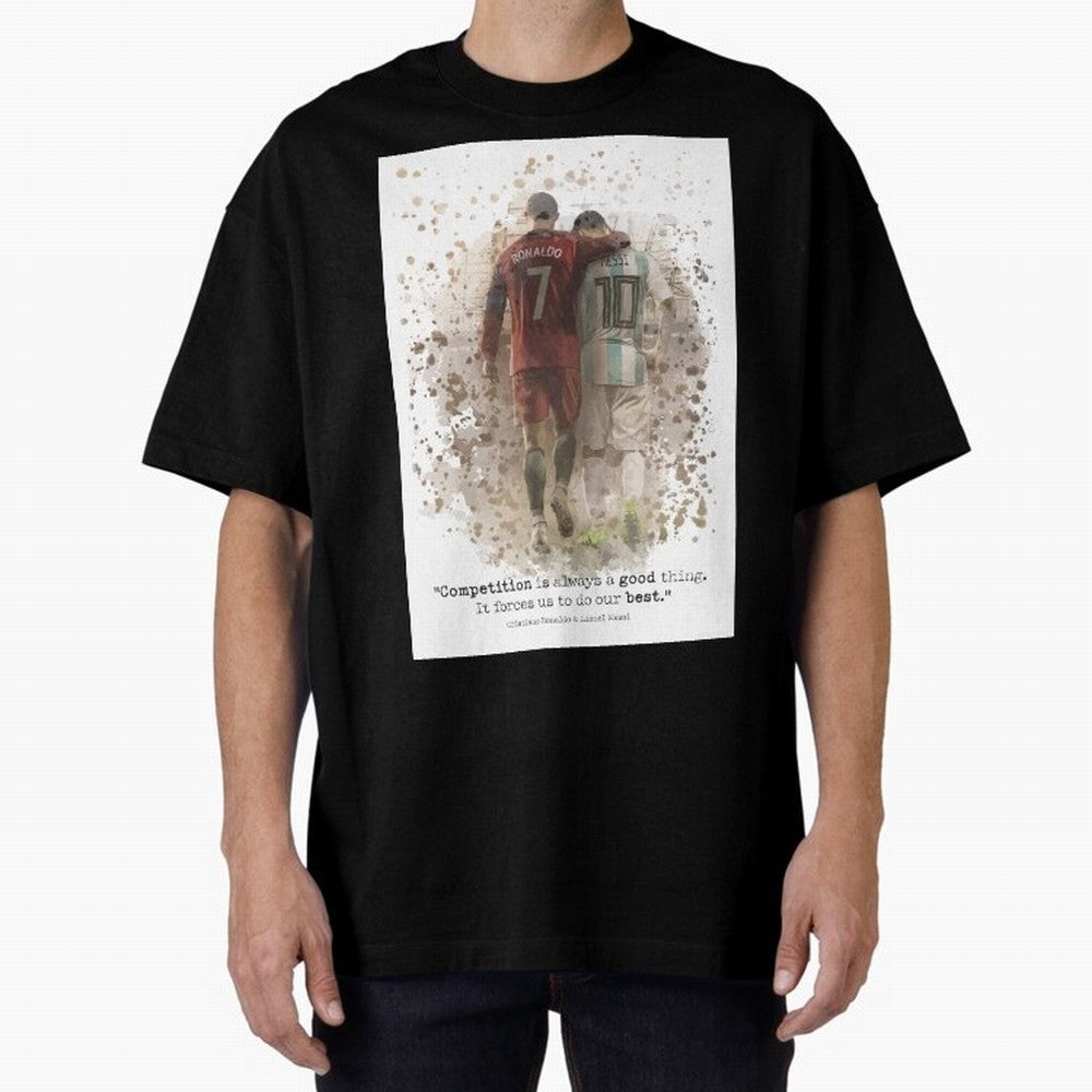 Cristiano Ronaldo Messi Soccer Quote Poster Oversized T-Shirt Bring Retro Soccer Energy to FIFA World Cup 2026 USA Canada Mexico Centered on Haaland, Portugal, Spain and Germany Energy, Stadium Memories, Football Loyalty, International Chants and