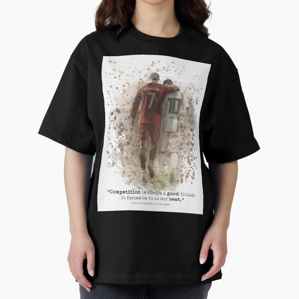 Cristiano Ronaldo Messi Soccer Quote Poster Oversized T-Shirt Bring Retro Soccer Energy to FIFA World Cup 2026 USA Canada Mexico Centered on Haaland, Portugal, Spain and Germany Energy, Stadium Memories, Football Loyalty, International Chants and